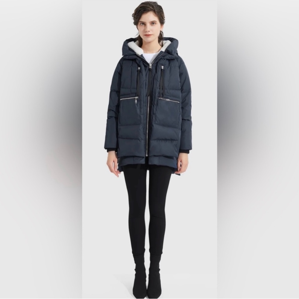 OROLAY Midnight Blue Hooded Puffer Jacket
